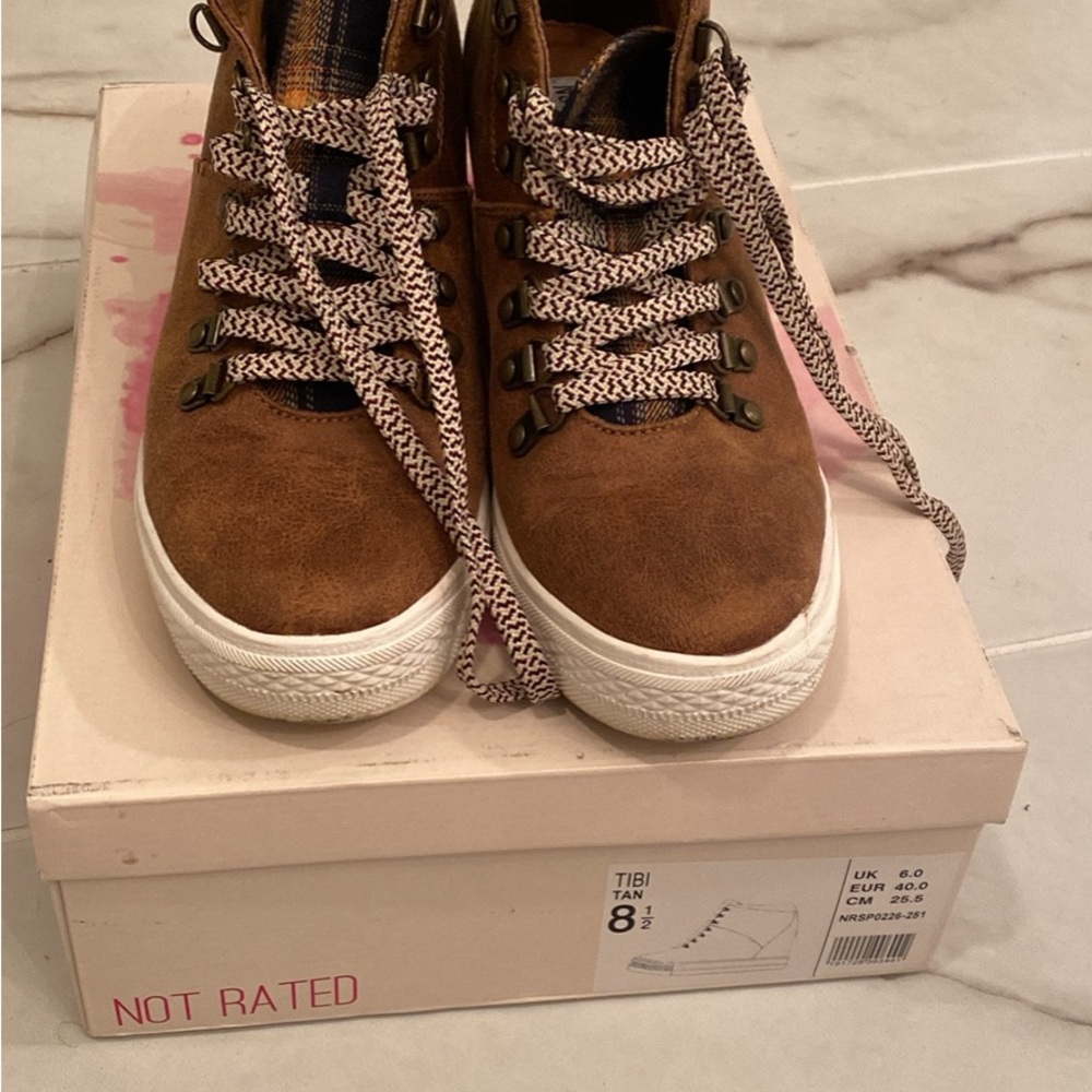 Not Rated Tan Lace Up Boots